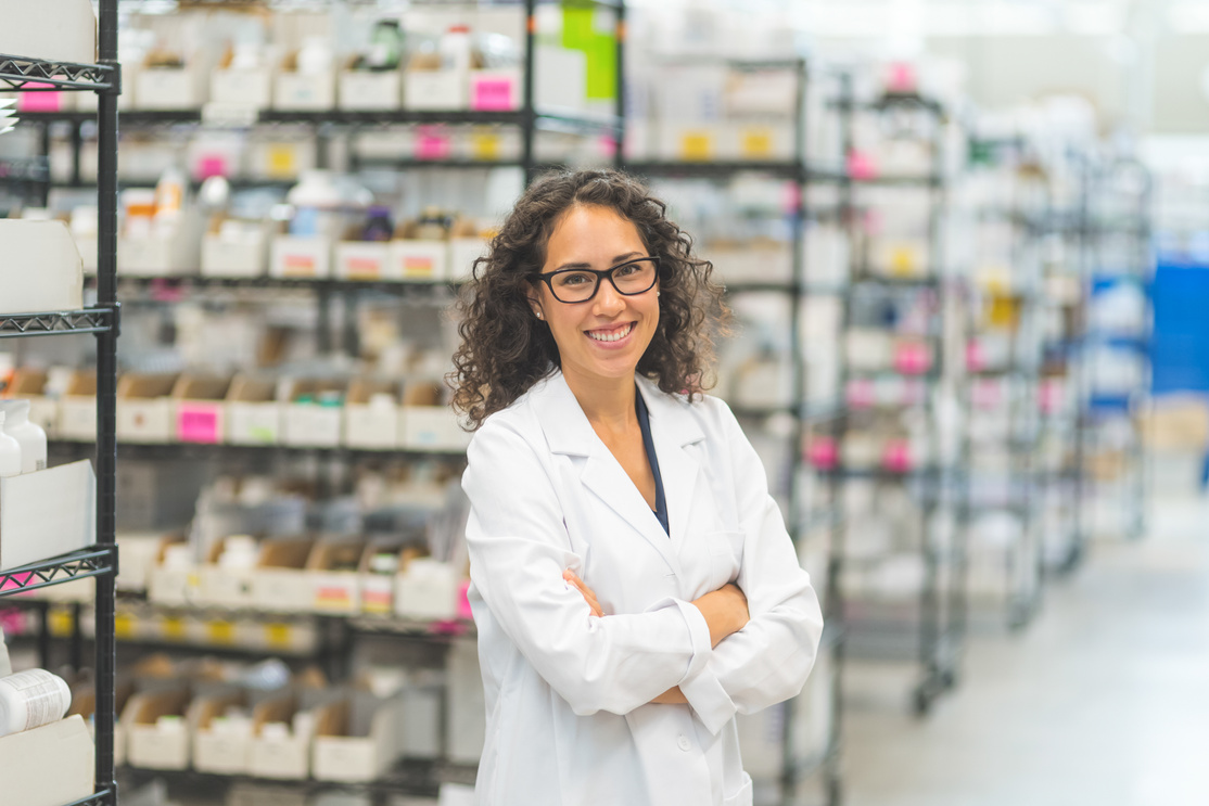 Pharmacist in stockroom